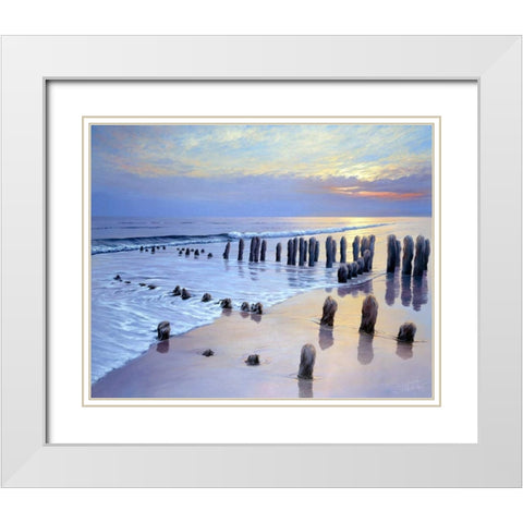 Sunset at Ostsee coast I White Modern Wood Framed Art Print with Double Matting by Schneider, Sigur