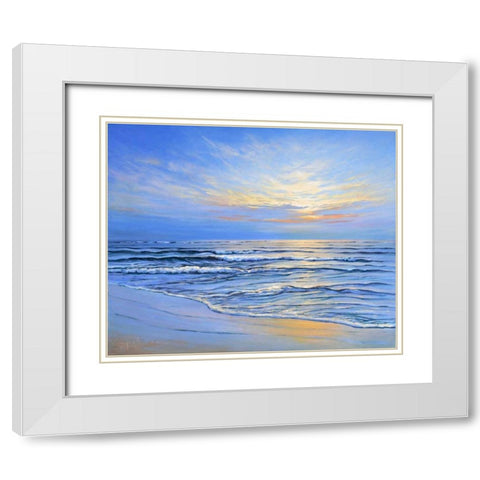 Sunset at Ostsee coast II White Modern Wood Framed Art Print with Double Matting by Schneider, Sigur