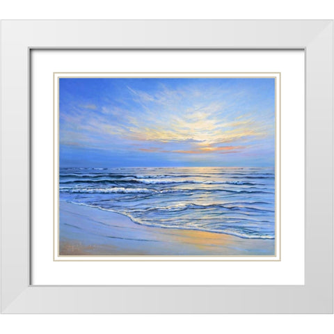 Sunset at Ostsee coast II White Modern Wood Framed Art Print with Double Matting by Schneider, Sigur