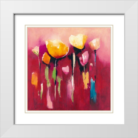 Townflowers V White Modern Wood Framed Art Print with Double Matting by Strunk, Anne L.