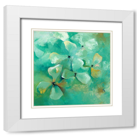 Floating Flowers White Modern Wood Framed Art Print with Double Matting by Strunk, Anne L.
