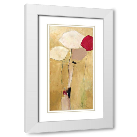 White flowers with red 2 White Modern Wood Framed Art Print with Double Matting by Strunk, Anne L.