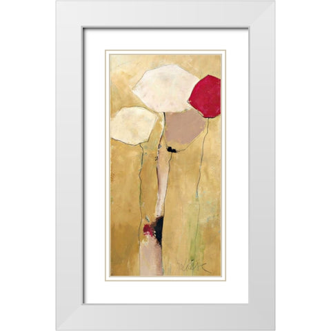 White flowers with red 2 White Modern Wood Framed Art Print with Double Matting by Strunk, Anne L.