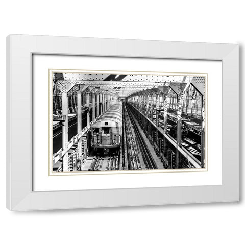New York Train White Modern Wood Framed Art Print with Double Matting by Seifinger, Toby