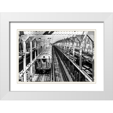 New York Train White Modern Wood Framed Art Print with Double Matting by Seifinger, Toby