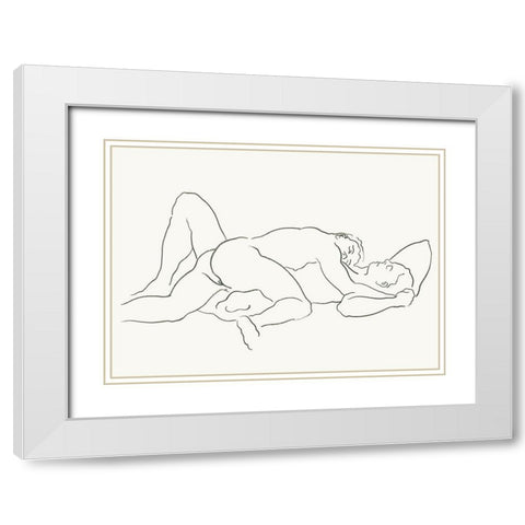 Akt 9 White Modern Wood Framed Art Print with Double Matting by Maier, Werner