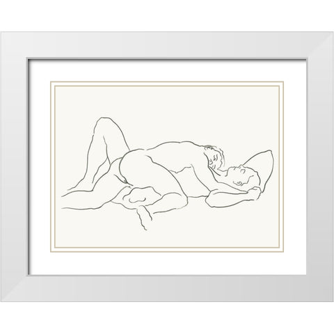Akt 9 White Modern Wood Framed Art Print with Double Matting by Maier, Werner