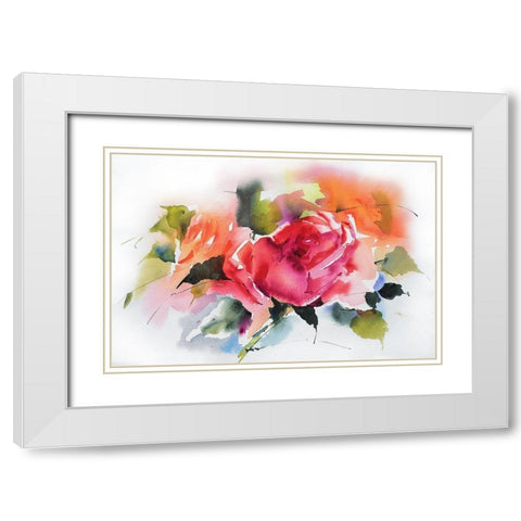 Die Rose White Modern Wood Framed Art Print with Double Matting by Maier, Werner