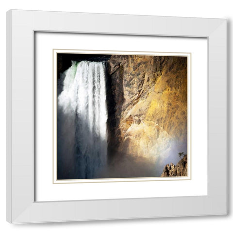 Lower Falls Yellowstone White Modern Wood Framed Art Print with Double Matting by Stalowy, John
