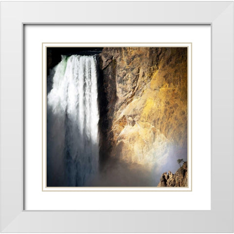 Lower Falls Yellowstone White Modern Wood Framed Art Print with Double Matting by Stalowy, John