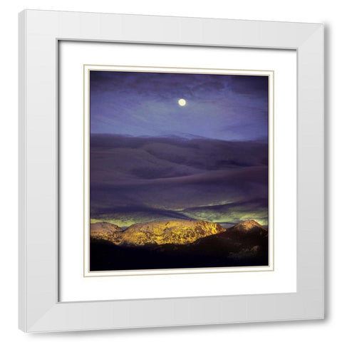 Montana Moon Rise White Modern Wood Framed Art Print with Double Matting by Stalowy, John