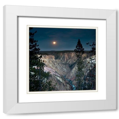 North Rim Moon Rising White Modern Wood Framed Art Print with Double Matting by Stalowy, John