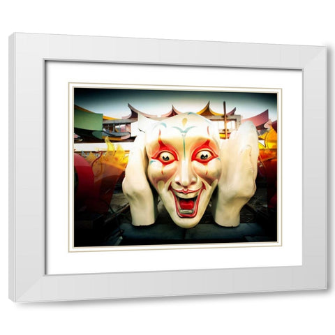 Clown Face White Modern Wood Framed Art Print with Double Matting by Stalowy, John