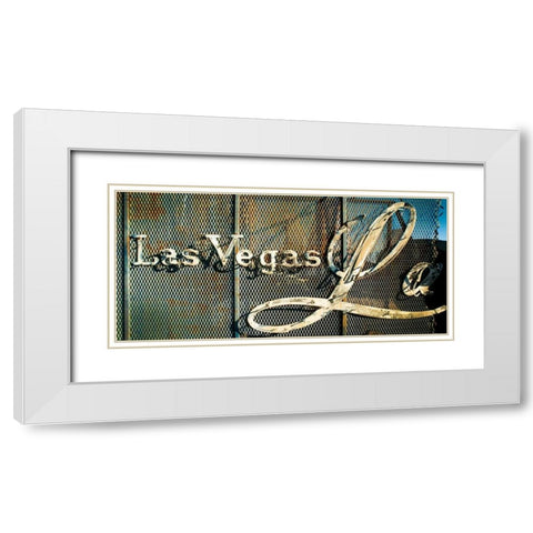 Las Vegas Sign White Modern Wood Framed Art Print with Double Matting by Stalowy, John