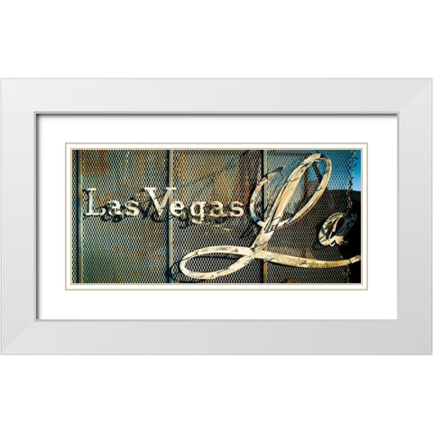 Las Vegas Sign White Modern Wood Framed Art Print with Double Matting by Stalowy, John