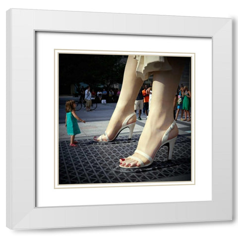 Marilyn and Girl White Modern Wood Framed Art Print with Double Matting by Stalowy, John