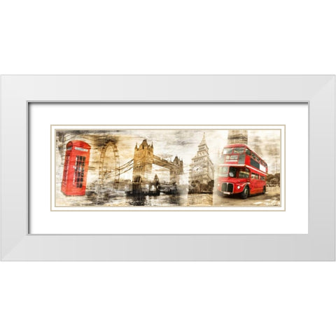 Collage London 01 White Modern Wood Framed Art Print with Double Matting by Adamsky