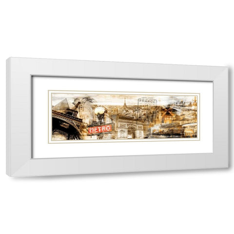 Collage Paris 01 White Modern Wood Framed Art Print with Double Matting by Adamsky
