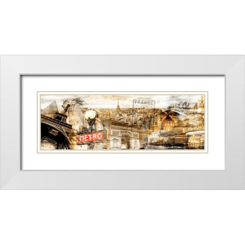 Collage Paris 01 White Modern Wood Framed Art Print with Double Matting by Adamsky