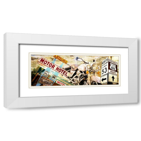 Route 66 White Modern Wood Framed Art Print with Double Matting by Adamsky
