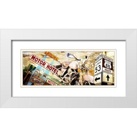 Route 66 White Modern Wood Framed Art Print with Double Matting by Adamsky