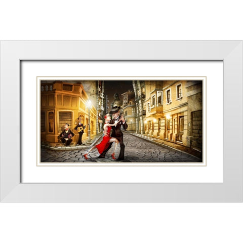 Tango in street White Modern Wood Framed Art Print with Double Matting by Alvez, A. - Perez, A.