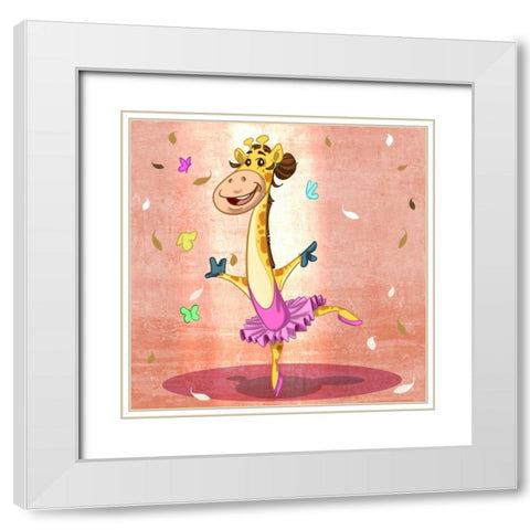 The giraffe dancer White Modern Wood Framed Art Print with Double Matting by Alvez, A. - Perez, A.