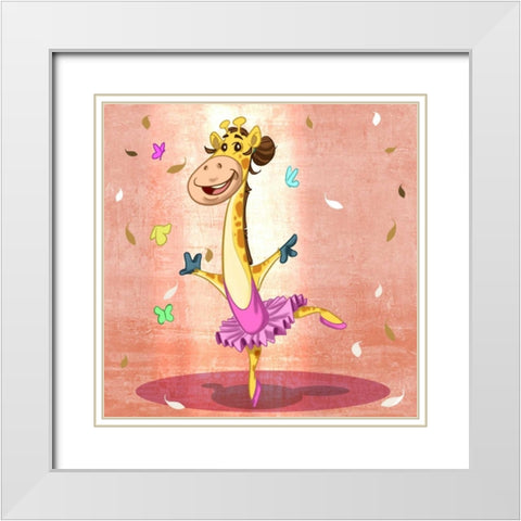The giraffe dancer White Modern Wood Framed Art Print with Double Matting by Alvez, A. - Perez, A.