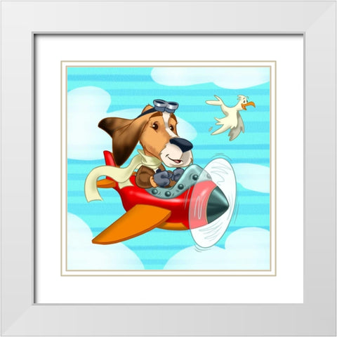The pilot puppy White Modern Wood Framed Art Print with Double Matting by Alvez, A. - Perez, A.