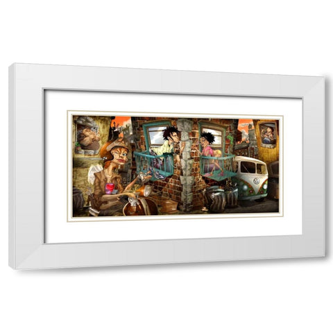 Loves Street White Modern Wood Framed Art Print with Double Matting by Alvez, A. - Perez, A.