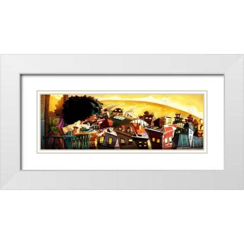 Coffee in the City -2 White Modern Wood Framed Art Print with Double Matting by Alvez, A. - Perez, A.
