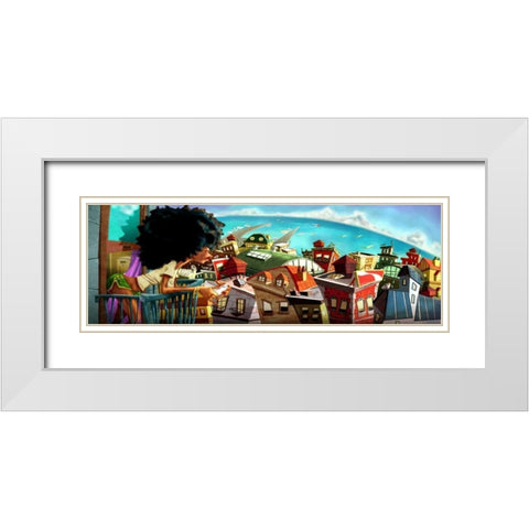 Coffee in the city-1 White Modern Wood Framed Art Print with Double Matting by Alvez, A. - Perez, A.