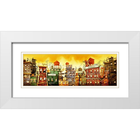 The city 2 White Modern Wood Framed Art Print with Double Matting by Alvez, A. - Perez, A.