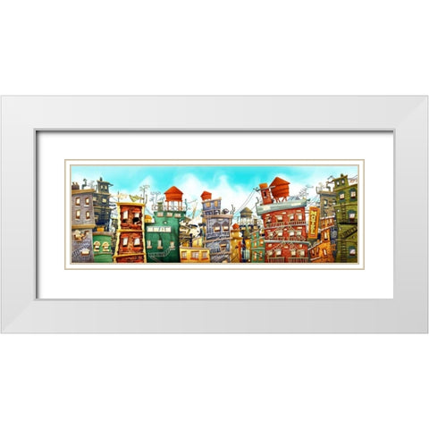 The city 1 White Modern Wood Framed Art Print with Double Matting by Alvez, A. - Perez, A.