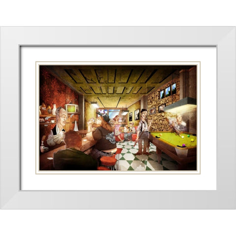 Nine Ball White Modern Wood Framed Art Print with Double Matting by Alvez, A. - Perez, A.