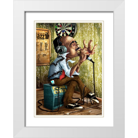 Bluesman 2 White Modern Wood Framed Art Print with Double Matting by Alvez, A. - Perez, A.