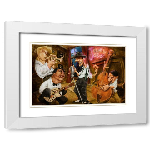 Jazz Club White Modern Wood Framed Art Print with Double Matting by Alvez, A. - Perez, A.