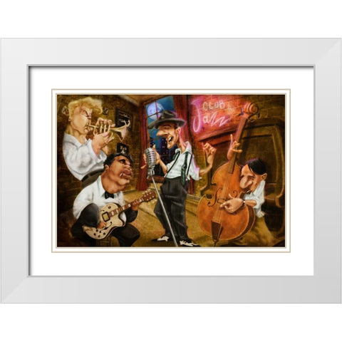 Jazz Club White Modern Wood Framed Art Print with Double Matting by Alvez, A. - Perez, A.