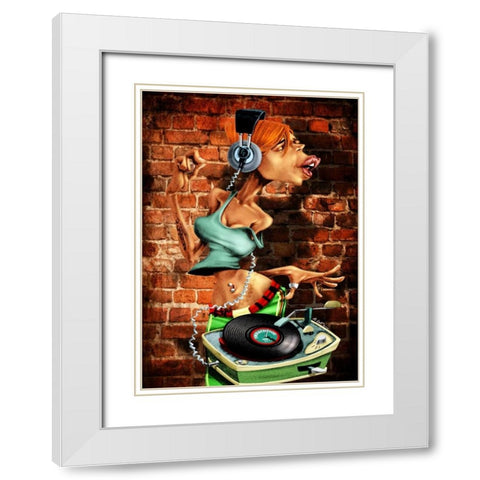DJ-Moon White Modern Wood Framed Art Print with Double Matting by Alvez, A. - Perez, A.
