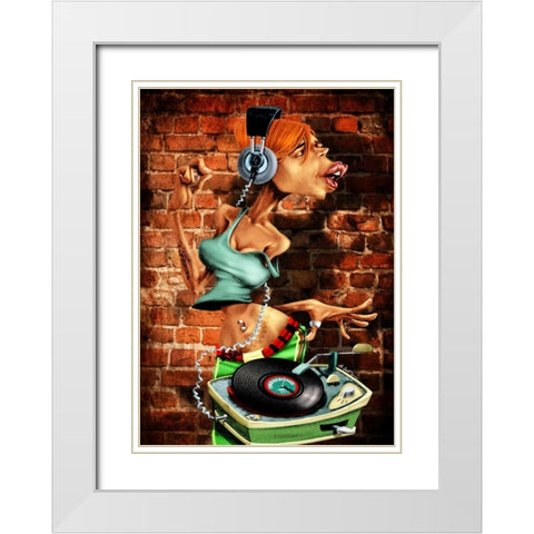 DJ-Moon White Modern Wood Framed Art Print with Double Matting by Alvez, A. - Perez, A.