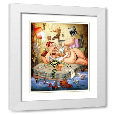 The Duck White Modern Wood Framed Art Print with Double Matting by Alvez, A. - Perez, A.