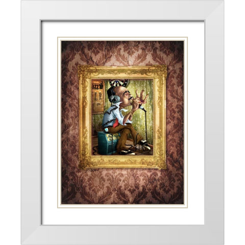 Bluesman 2A White Modern Wood Framed Art Print with Double Matting by Alvez, A. - Perez, A.