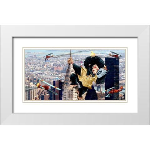 King Kong White Modern Wood Framed Art Print with Double Matting by Alvez, A. - Perez, A.