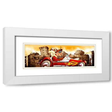 The Crazy Cars White Modern Wood Framed Art Print with Double Matting by Alvez, A. - Perez, A.