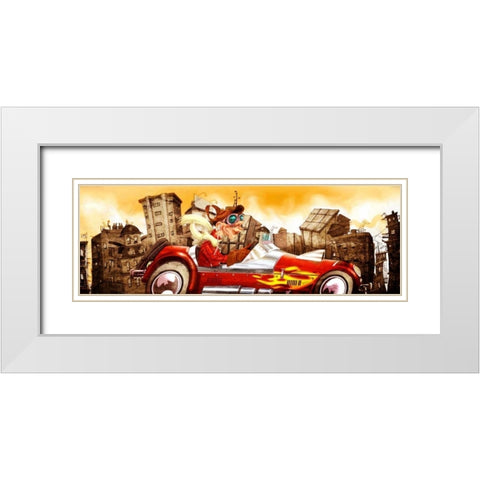 The Crazy Cars White Modern Wood Framed Art Print with Double Matting by Alvez, A. - Perez, A.