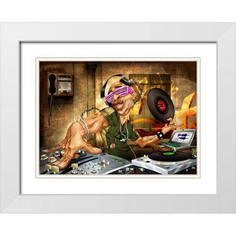 DJ Frank White Modern Wood Framed Art Print with Double Matting by Alvez, A. - Perez, A.