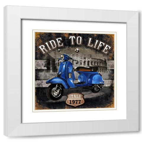 Motorbike 01 Ride to Life White Modern Wood Framed Art Print with Double Matting by Sola, Bresso