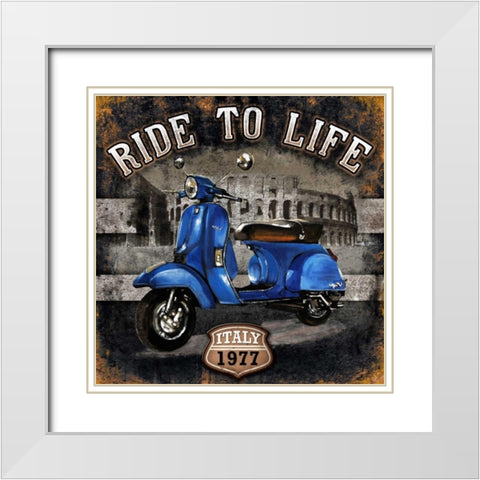 Motorbike 01 Ride to Life White Modern Wood Framed Art Print with Double Matting by Sola, Bresso