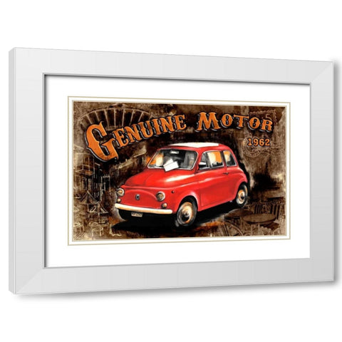 Car Genuine Motor Black White Modern Wood Framed Art Print with Double Matting by Sola, Bresso