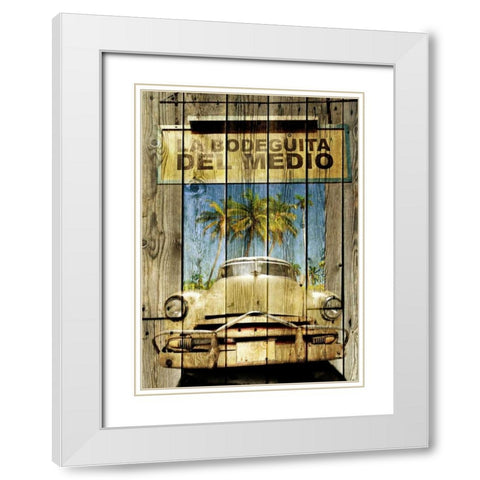 La Bodeguita -1 White Modern Wood Framed Art Print with Double Matting by Sola, Bresso
